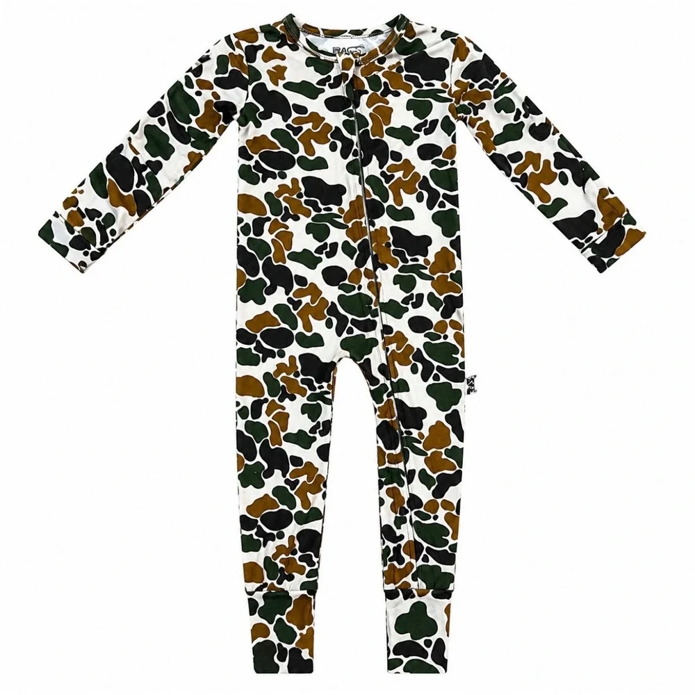 Bass Bucks and Birds Duck Camo Bamboo Viscose Two-Way Zip Sleeper 6-12M